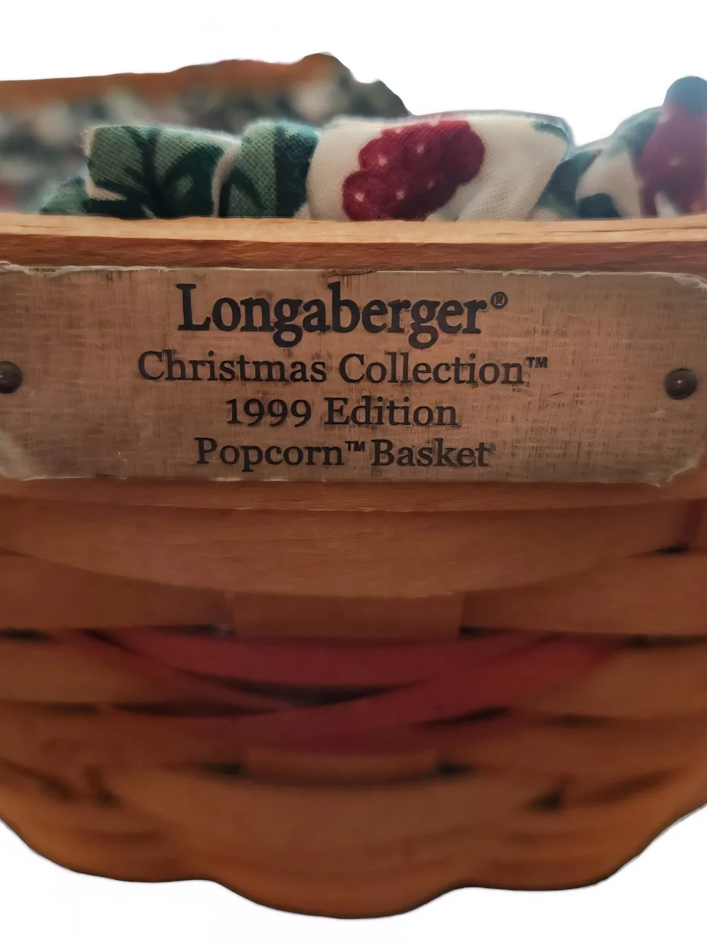 Longaberger Christmas Collection 1999 Popcorn Basket - Holly Christmas